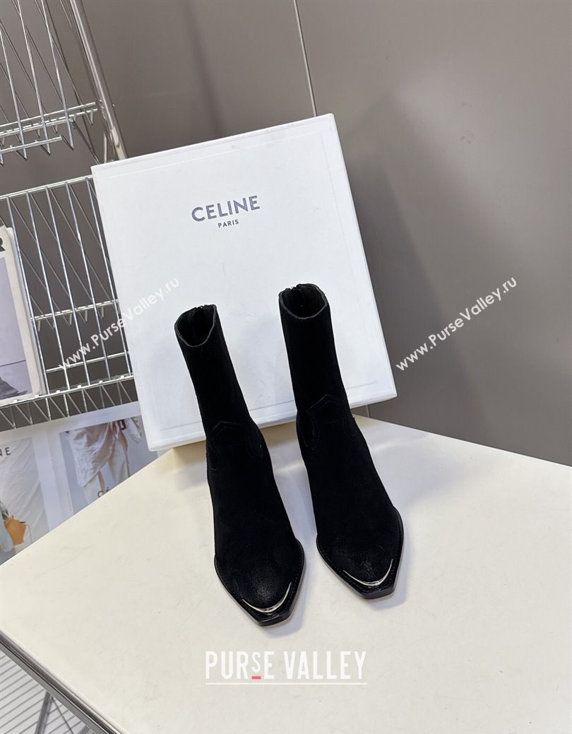 Celine Suede Heel Ankle Boots 4.5cm Black 2025 CE082609 (MD-250826096)