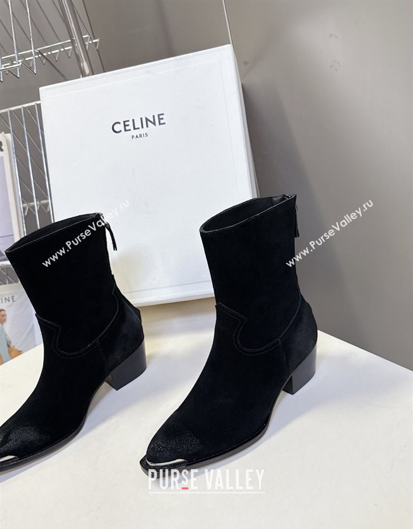 Celine Suede Heel Ankle Boots 4.5cm Black 2025 CE082609 (MD-250826096)