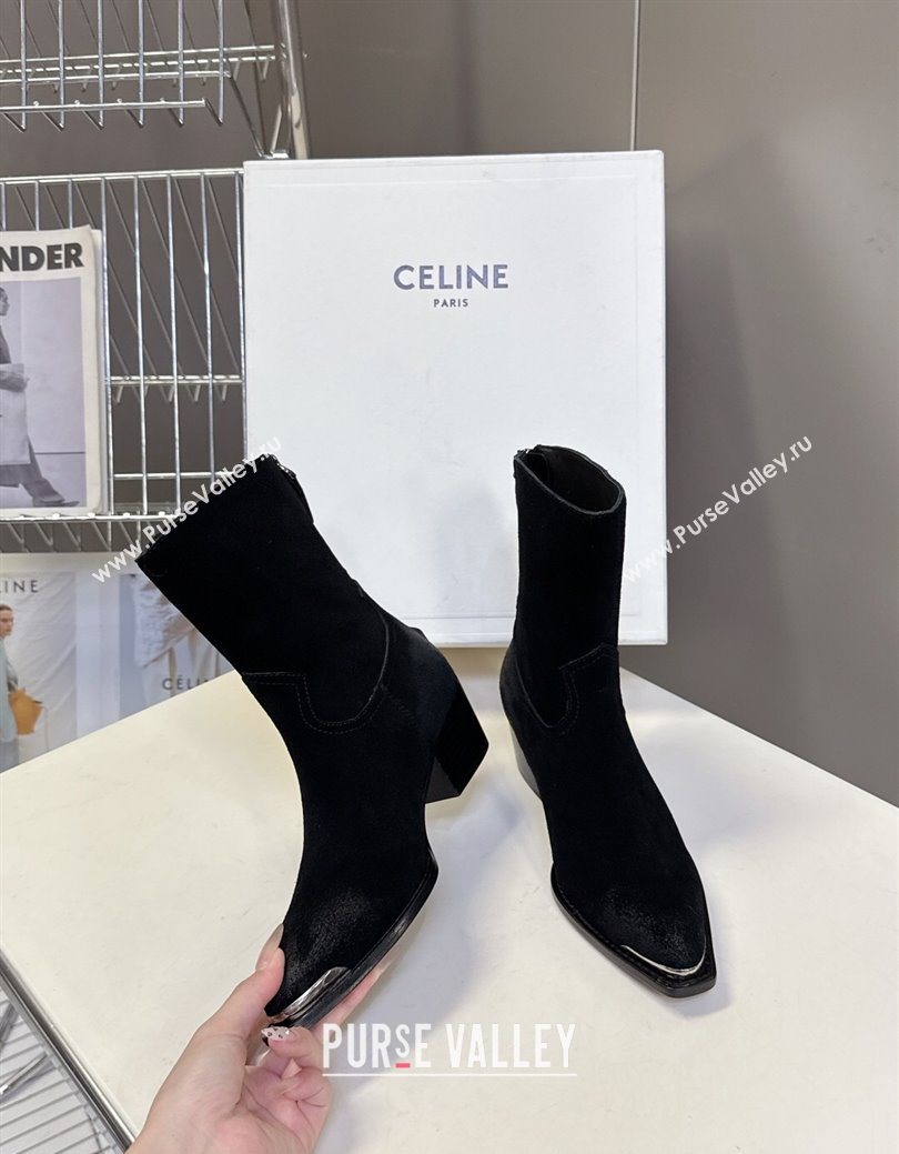 Celine Suede Heel Ankle Boots 4.5cm Black 2025 CE082609 (MD-250826096)