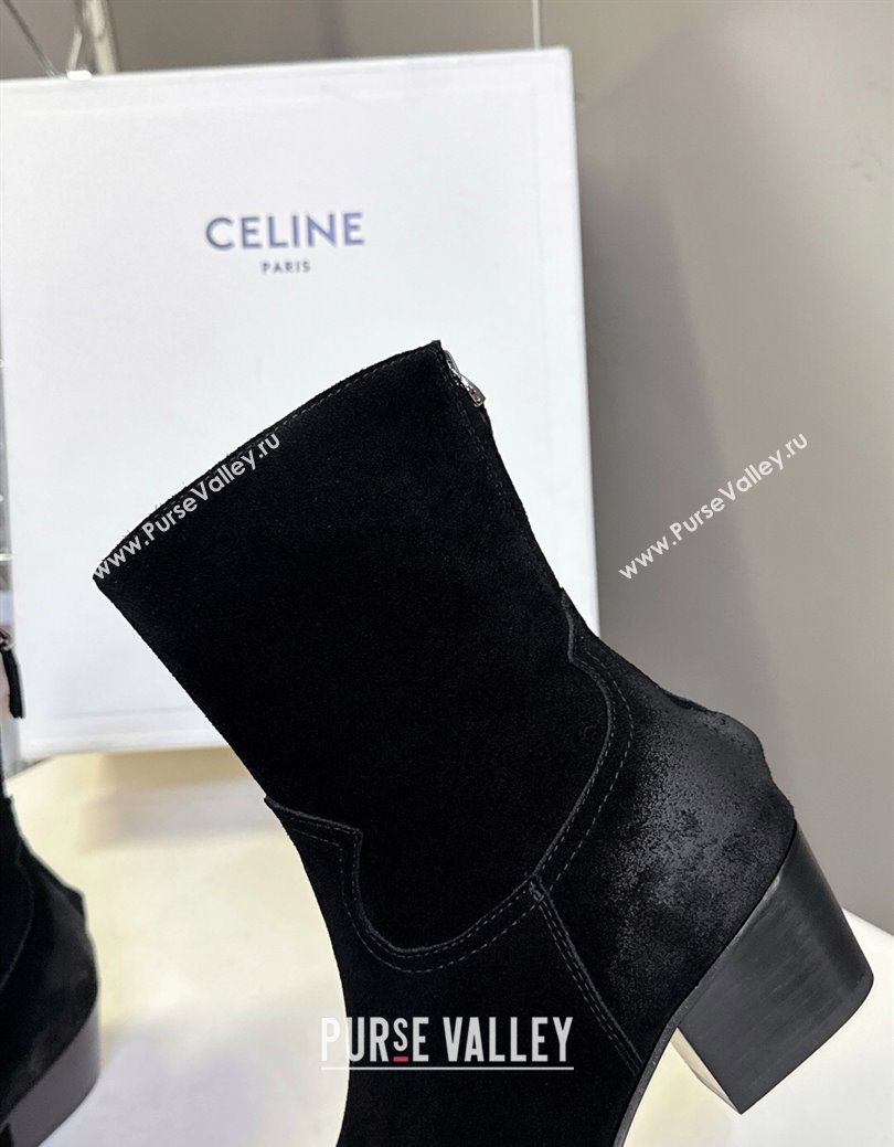 Celine Suede Heel Ankle Boots 4.5cm Black 2025 CE082609 (MD-250826096)