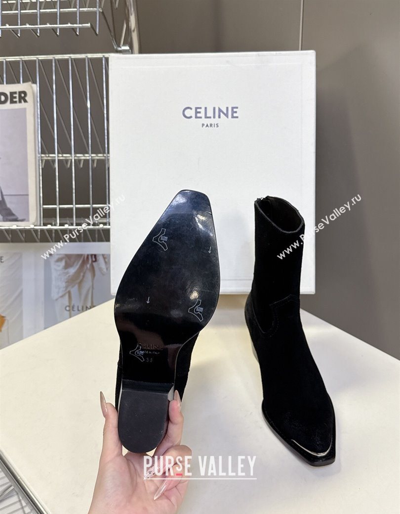 Celine Suede Heel Ankle Boots 4.5cm Black 2025 CE082609 (MD-250826096)