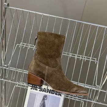 Celine Suede Heel Ankle Boots 4.5cm Green 2025 CE082609 (MD-250826097)