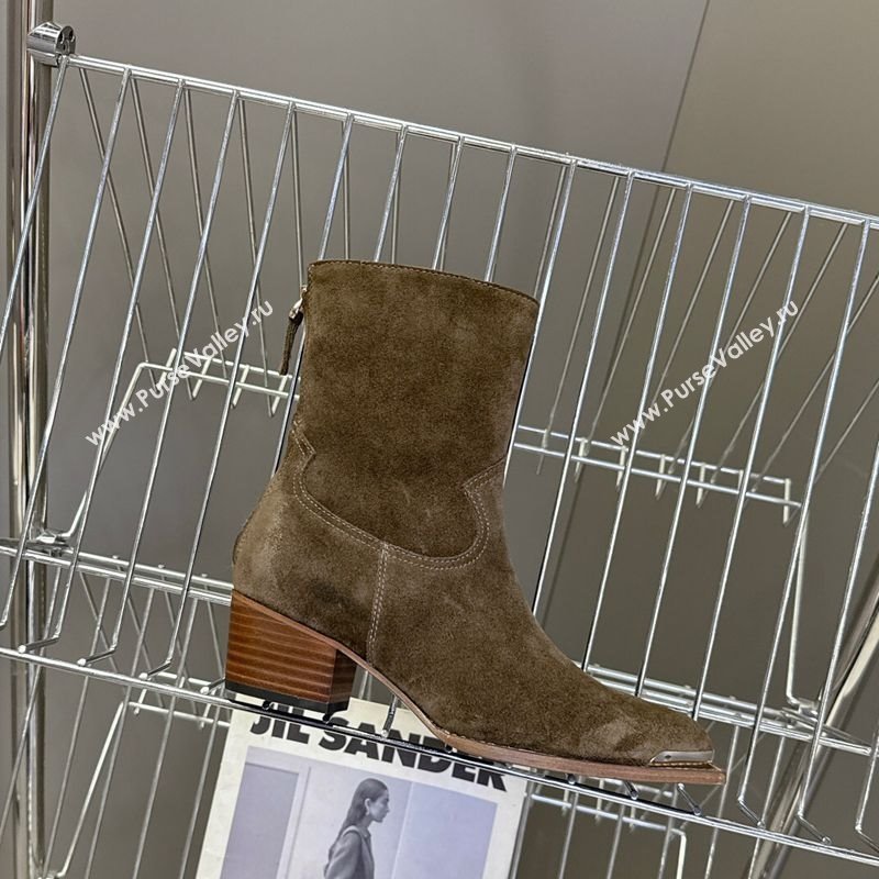 Celine Suede Heel Ankle Boots 4.5cm Green 2025 CE082609 (MD-250826097)