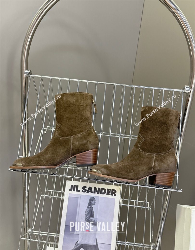 Celine Suede Heel Ankle Boots 4.5cm Green 2025 CE082609 (MD-250826097)