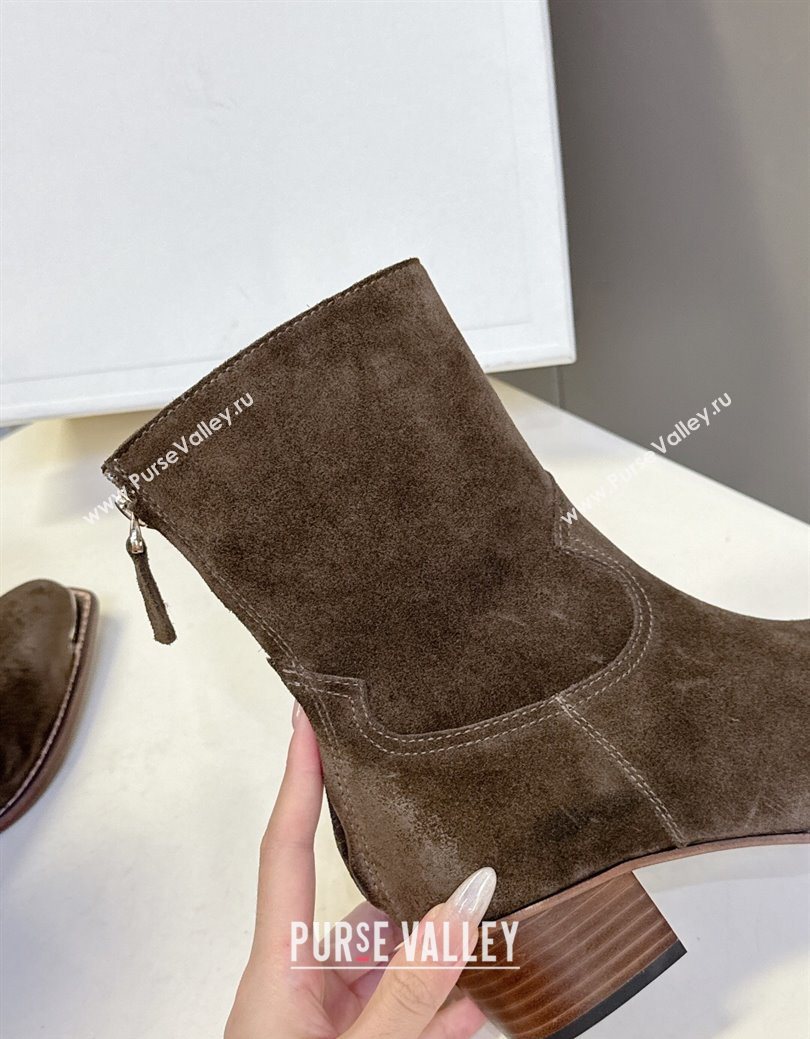 Celine Suede Heel Ankle Boots 4.5cm Green 2025 CE082609 (MD-250826097)