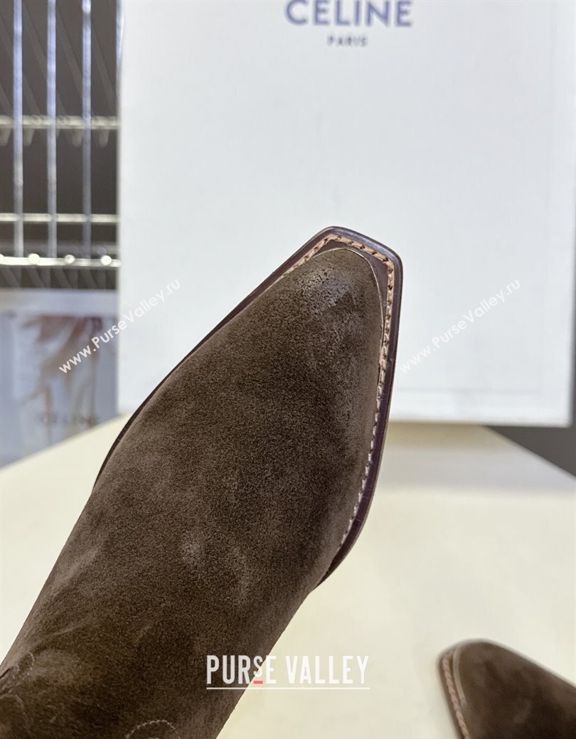Celine Suede Heel Ankle Boots 4.5cm Green 2025 CE082609 (MD-250826097)