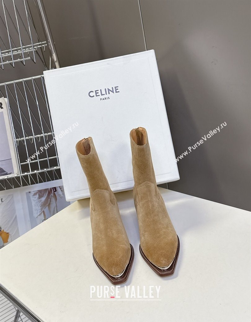 Celine Suede Heel Ankle Boots 4.5cm Beige 2025 CE082609 (MD-250826098)