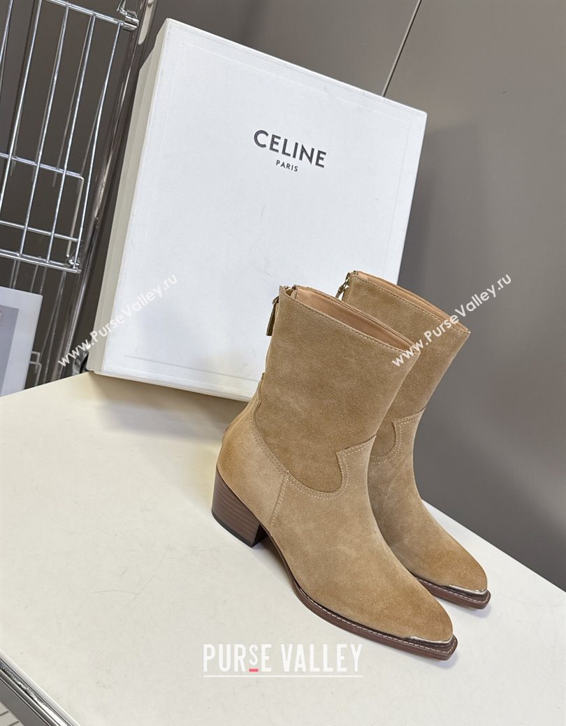 Celine Suede Heel Ankle Boots 4.5cm Beige 2025 CE082609 (MD-250826098)