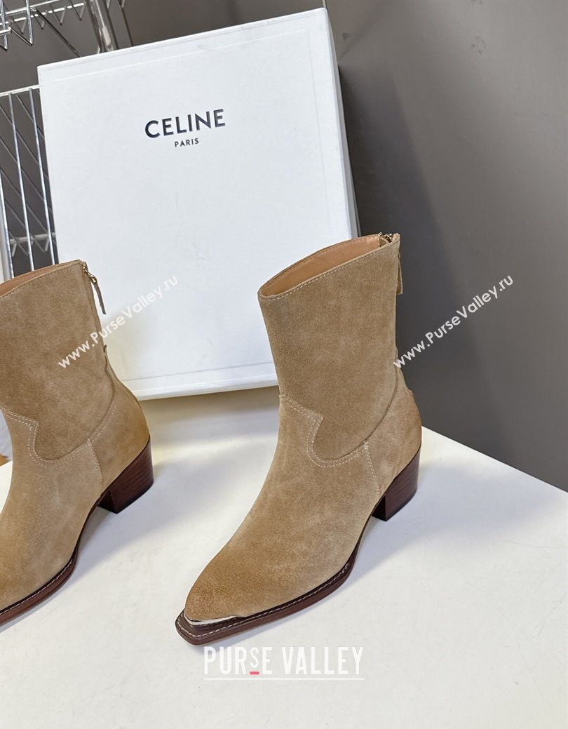Celine Suede Heel Ankle Boots 4.5cm Beige 2025 CE082609 (MD-250826098)