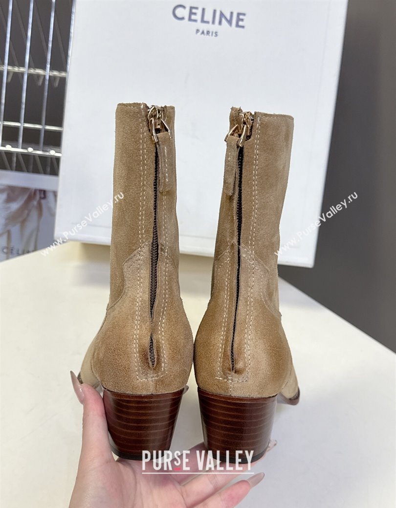 Celine Suede Heel Ankle Boots 4.5cm Beige 2025 CE082609 (MD-250826098)