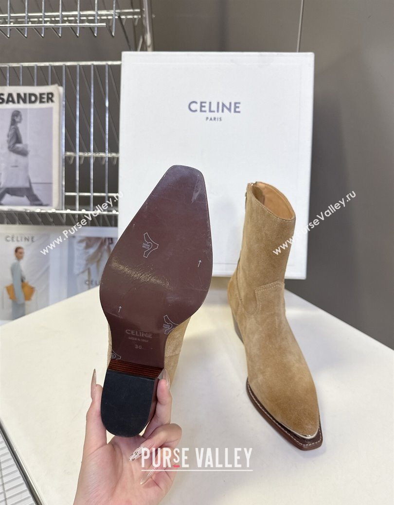 Celine Suede Heel Ankle Boots 4.5cm Beige 2025 CE082609 (MD-250826098)