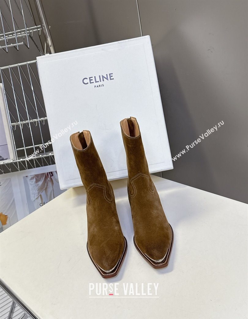 Celine Suede Heel Ankle Boots 4.5cm Brown 2025 CE082609 (MD-250826099)