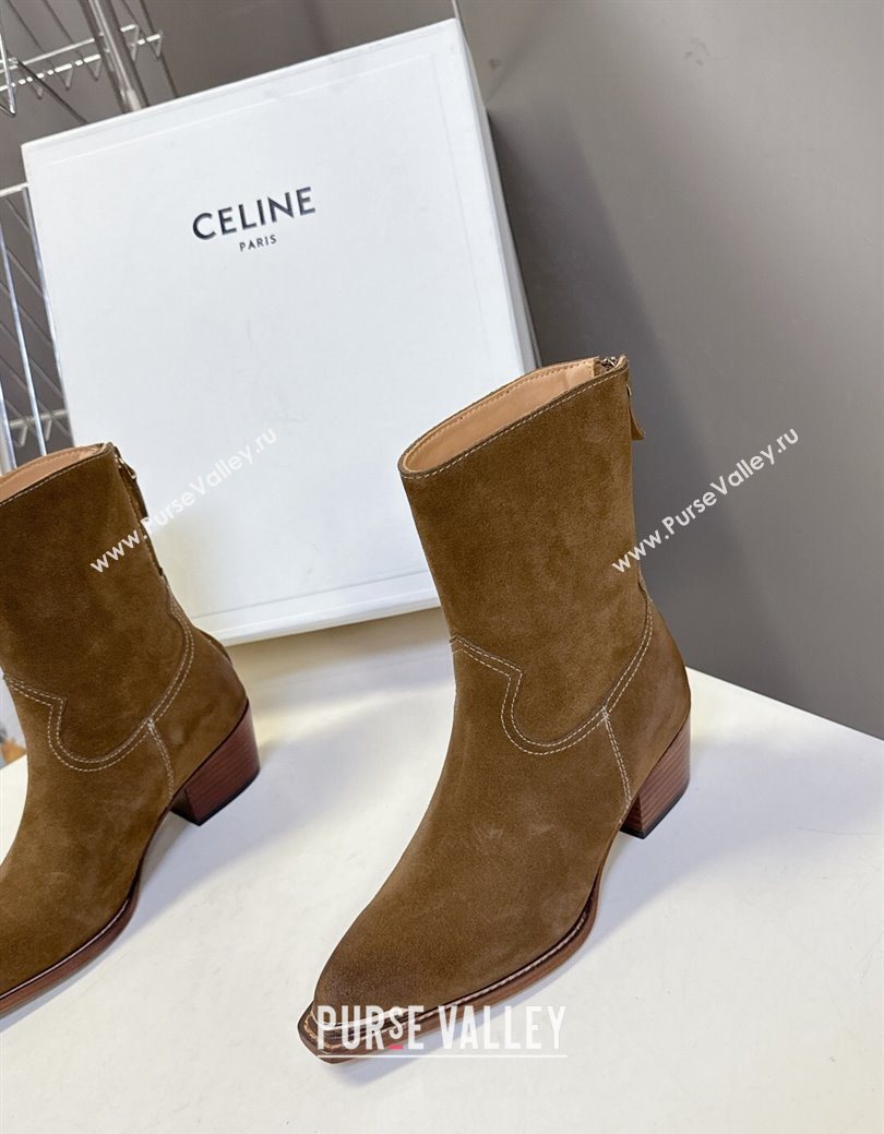 Celine Suede Heel Ankle Boots 4.5cm Brown 2025 CE082609 (MD-250826099)