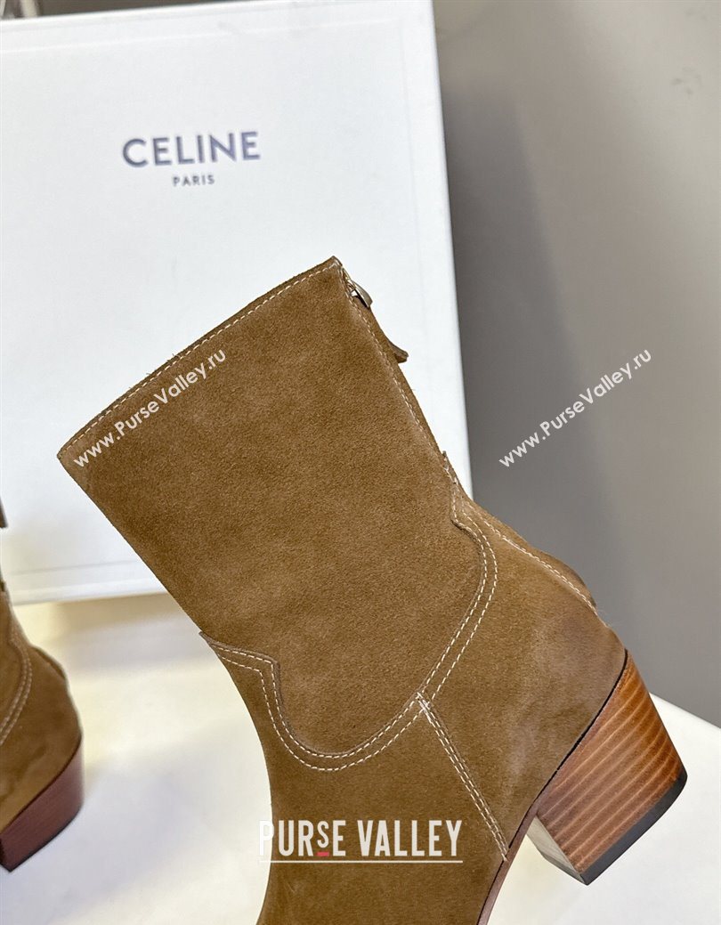 Celine Suede Heel Ankle Boots 4.5cm Brown 2025 CE082609 (MD-250826099)