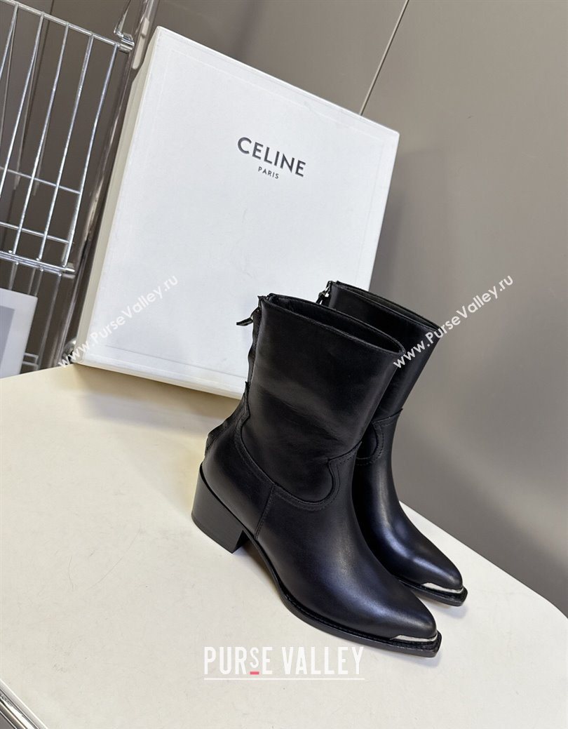 Celine Calfskin Heel Ankle Boots 4.5cm Black 2025 CE082609 (MD-250826100)