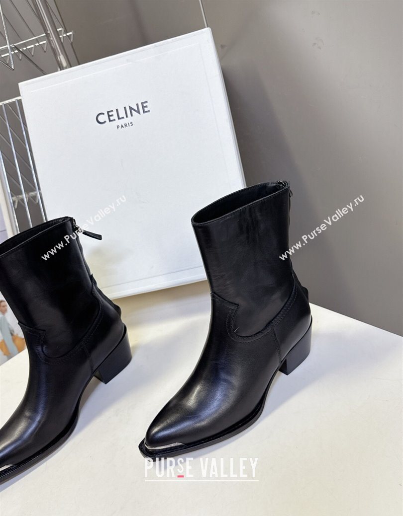 Celine Calfskin Heel Ankle Boots 4.5cm Black 2025 CE082609 (MD-250826100)