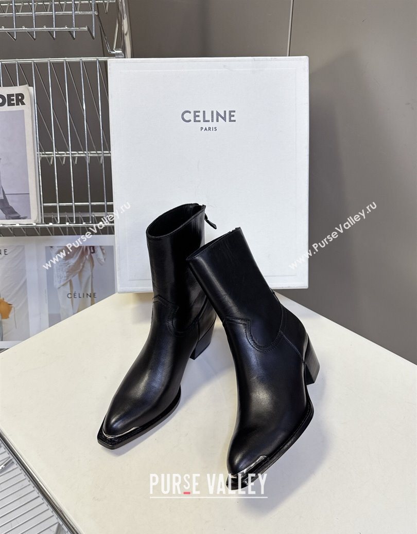 Celine Calfskin Heel Ankle Boots 4.5cm Black 2025 CE082609 (MD-250826100)