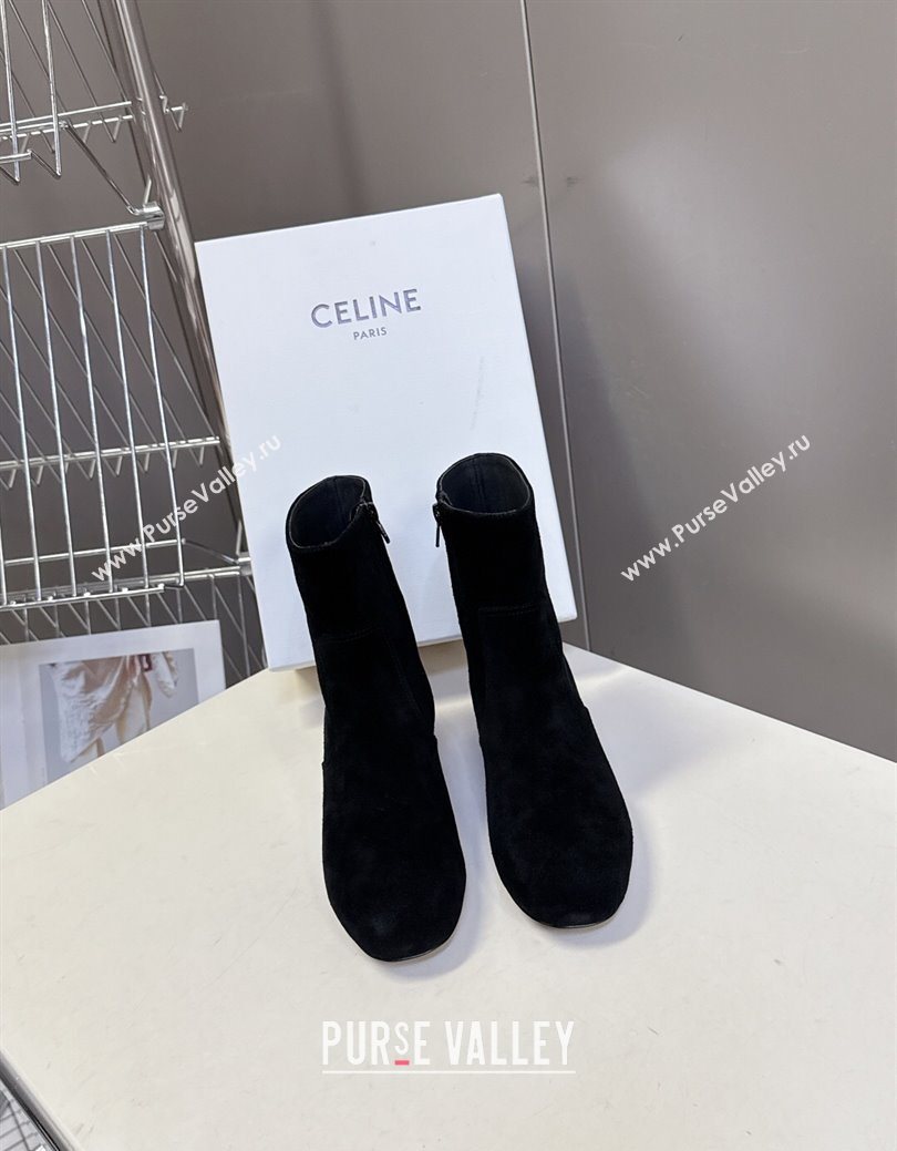 Celine Les Bottes Triomphe Ankle Boots 5.5cm in Suede Black 2025 CE082610 (MD-250826104)