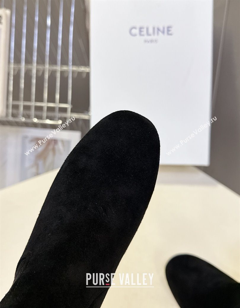 Celine Les Bottes Triomphe Ankle Boots 5.5cm in Suede Black 2025 CE082610 (MD-250826104)