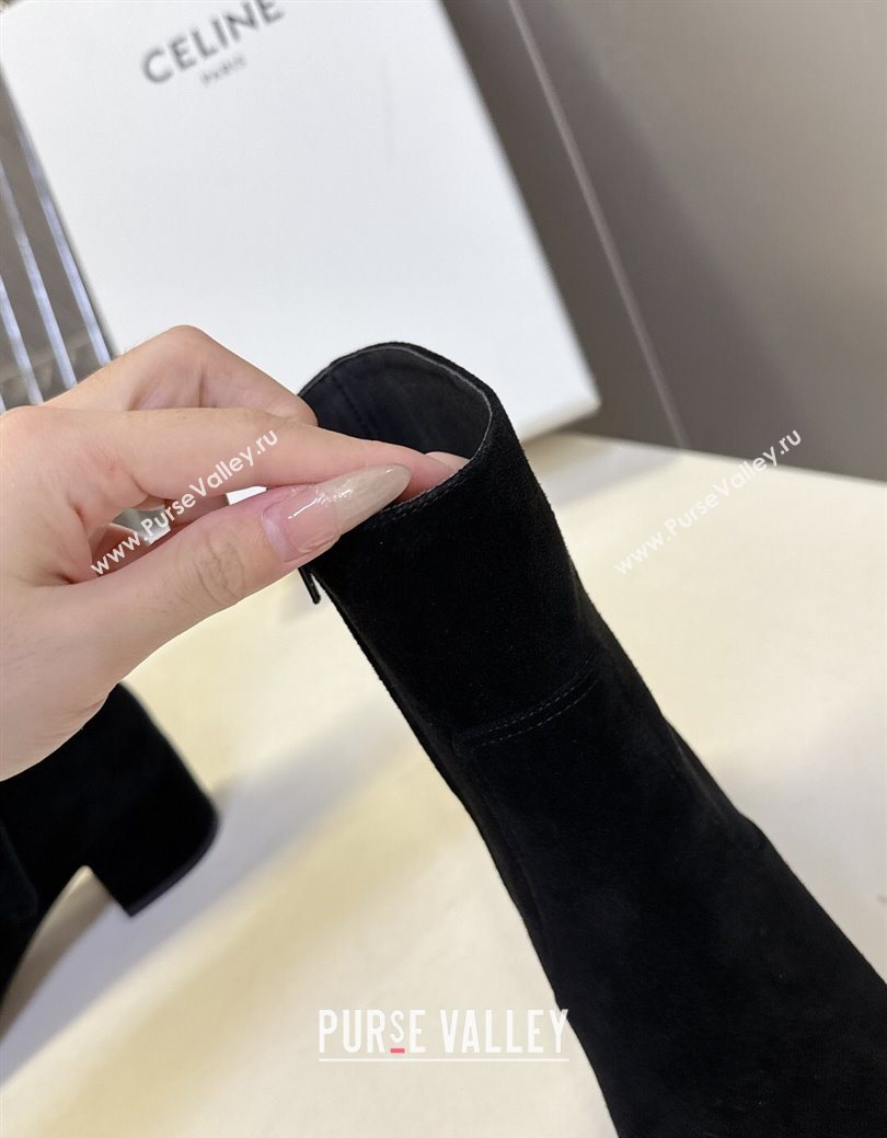 Celine Les Bottes Triomphe Ankle Boots 5.5cm in Suede Black 2025 CE082610 (MD-250826104)