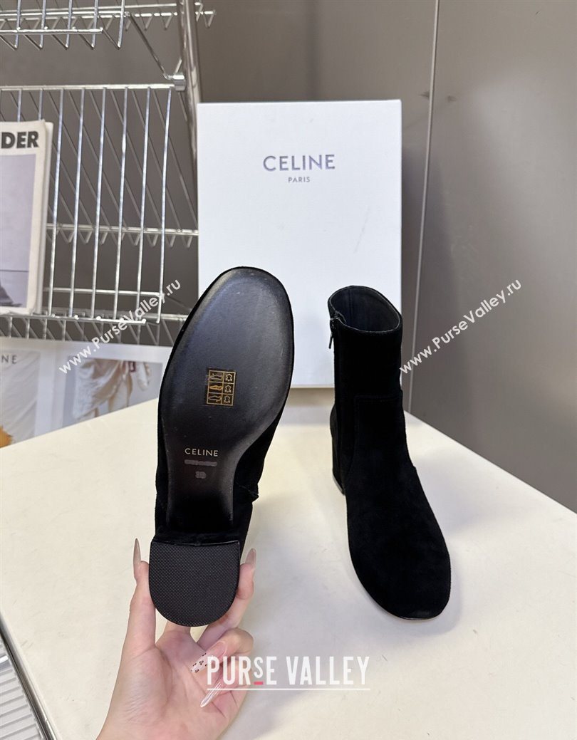 Celine Les Bottes Triomphe Ankle Boots 5.5cm in Suede Black 2025 CE082610 (MD-250826104)