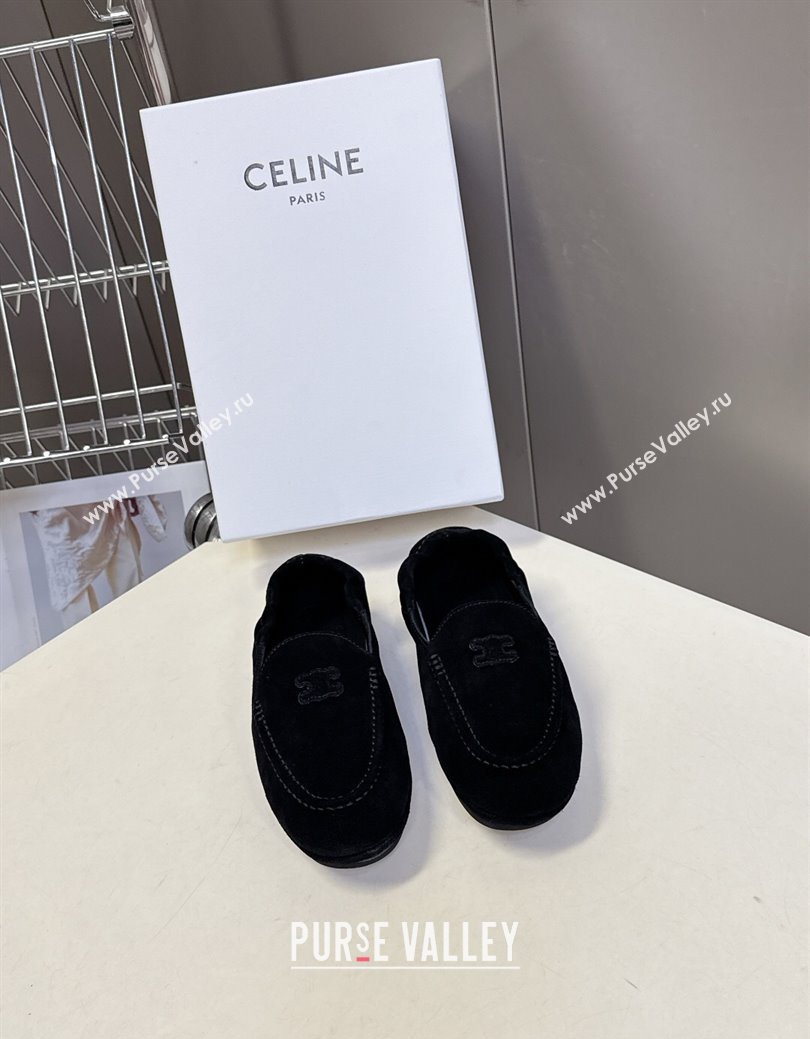 Celine Adam Flat Loafers in Suede Black 2025 CE082617 (MD-250826128)