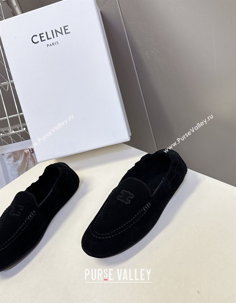 Celine Adam Flat Loafers in Suede Black 2025 CE082617 (MD-250826128)