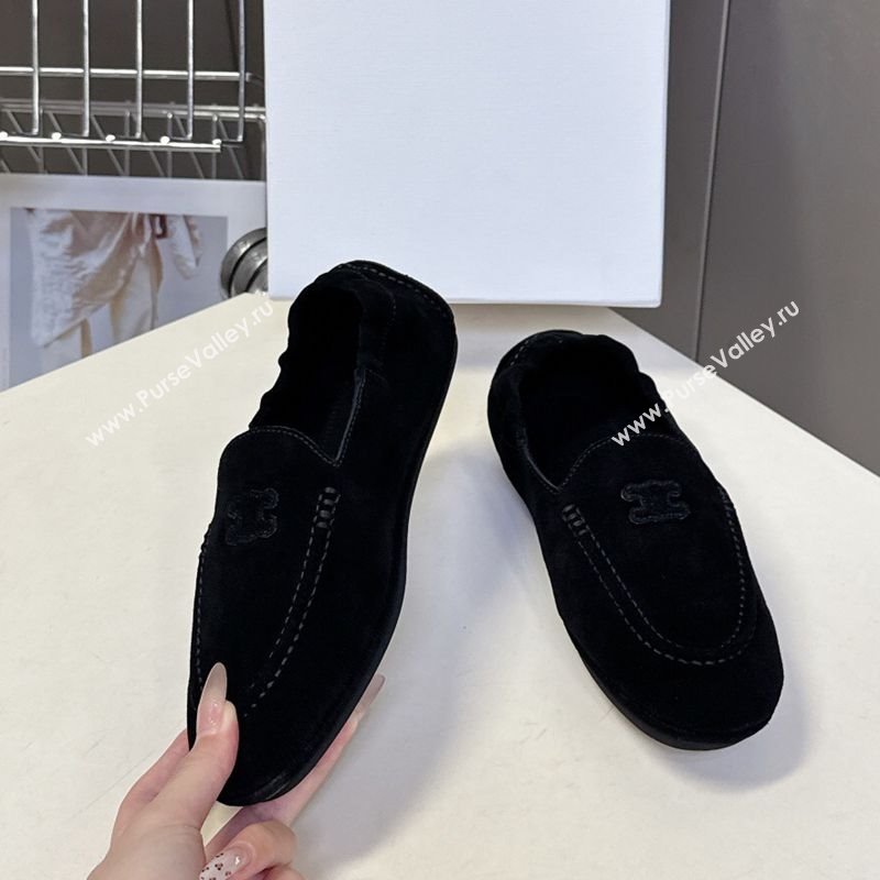 Celine Adam Flat Loafers in Suede Black 2025 CE082617 (MD-250826128)