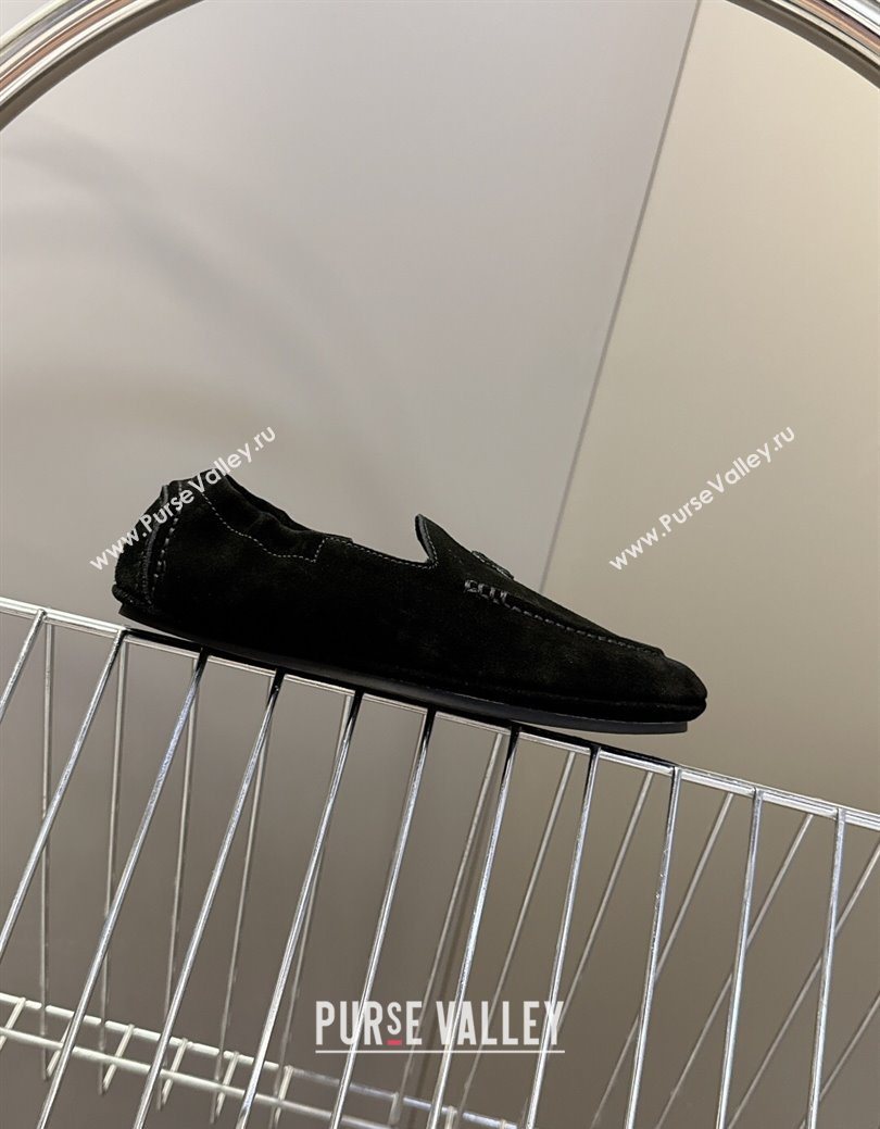 Celine Adam Flat Loafers in Suede Black 2025 CE082617 (MD-250826128)