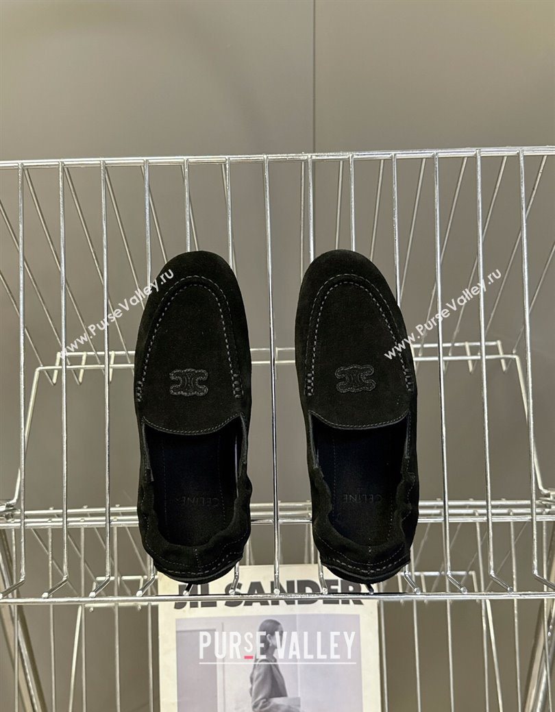 Celine Adam Flat Loafers in Suede Black 2025 CE082617 (MD-250826128)