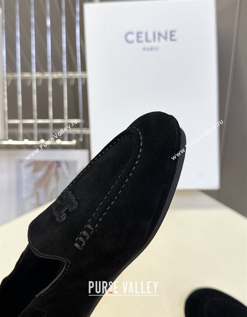 Celine Adam Flat Loafers in Suede Black 2025 CE082617 (MD-250826128)