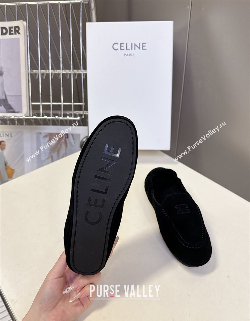 Celine Adam Flat Loafers in Suede Black 2025 CE082617 (MD-250826128)