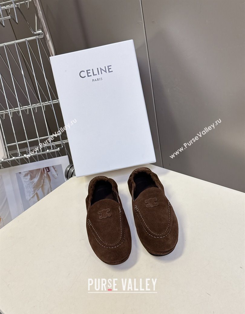 Celine Adam Flat Loafers in Suede Brown 2025 CE082617 (MD-250826130)