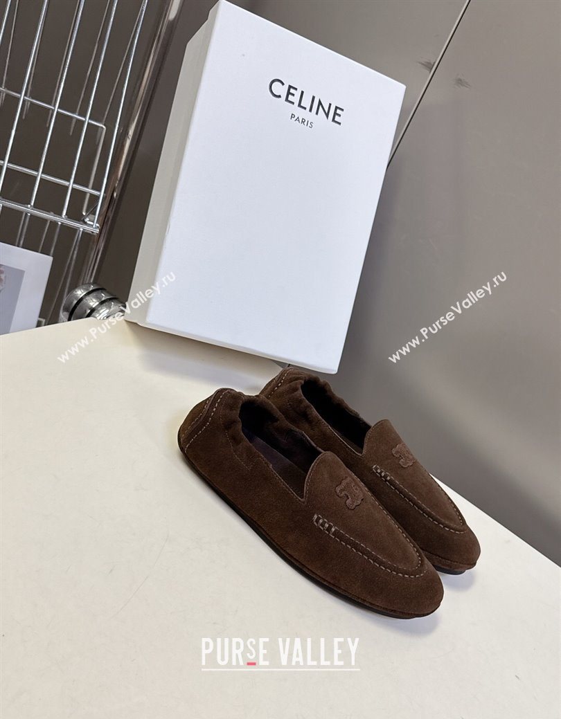Celine Adam Flat Loafers in Suede Brown 2025 CE082617 (MD-250826130)