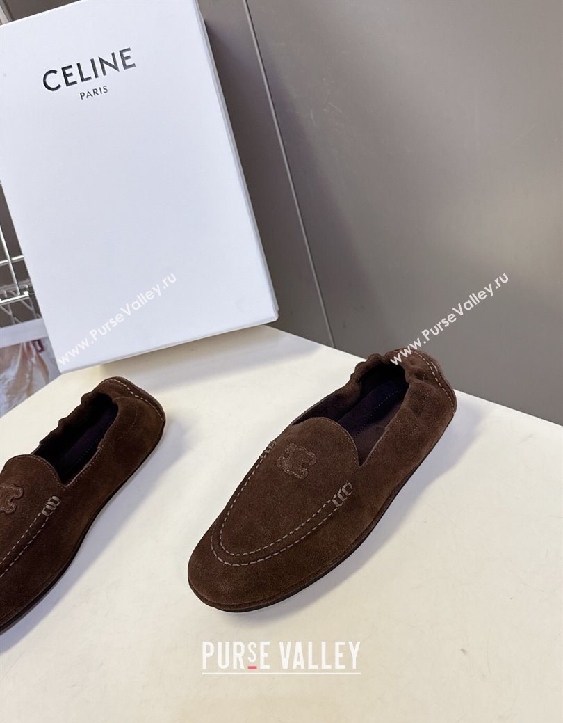Celine Adam Flat Loafers in Suede Brown 2025 CE082617 (MD-250826130)