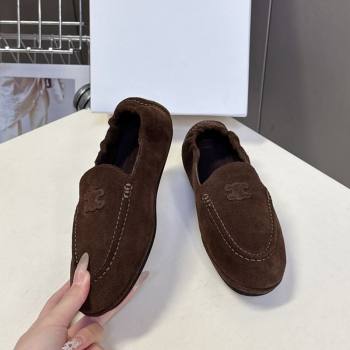 Celine Adam Flat Loafers in Suede Brown 2025 CE082617 (MD-250826130)