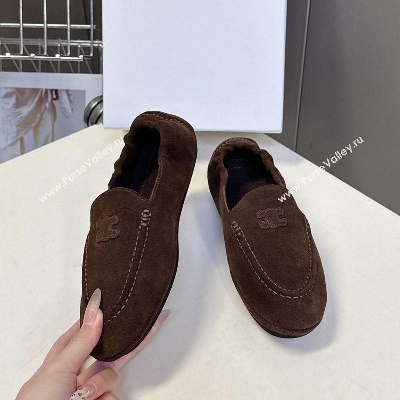 Celine Adam Flat Loafers in Suede Brown 2025 CE082617 (MD-250826130)