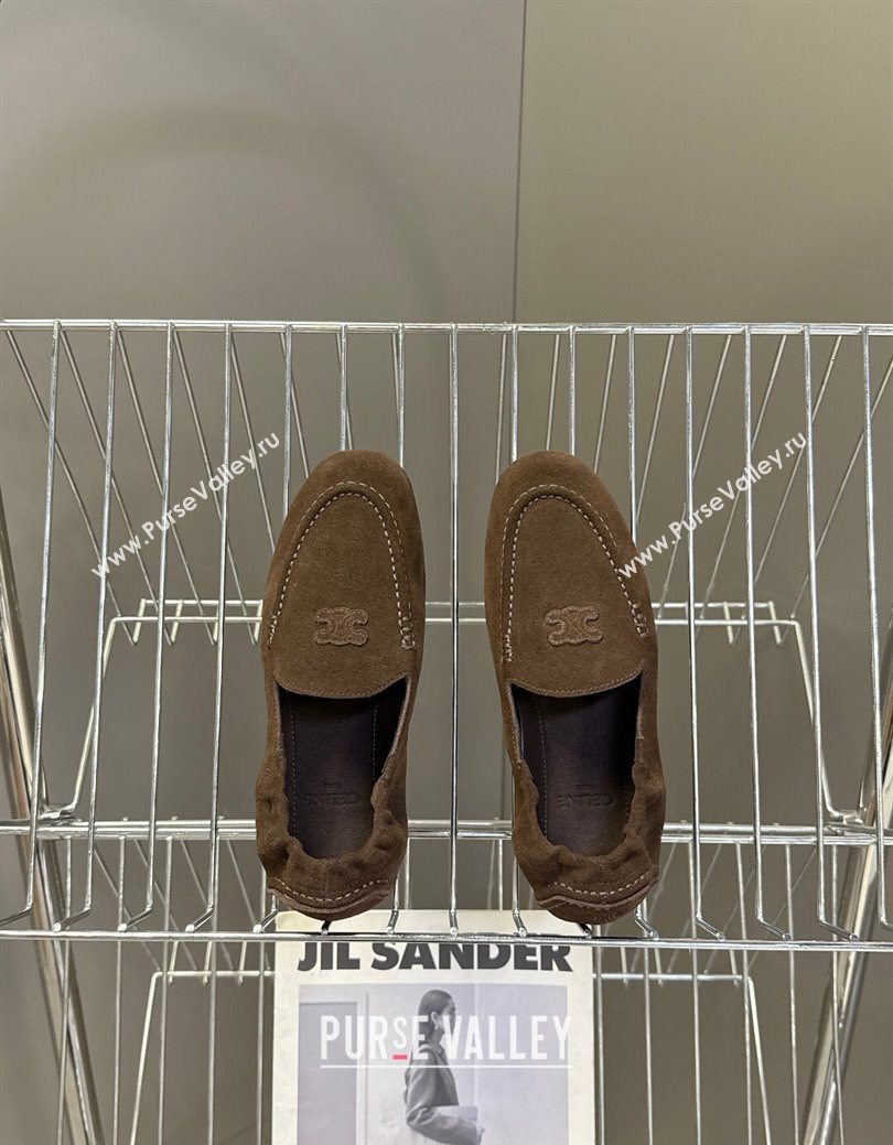 Celine Adam Flat Loafers in Suede Brown 2025 CE082617 (MD-250826130)