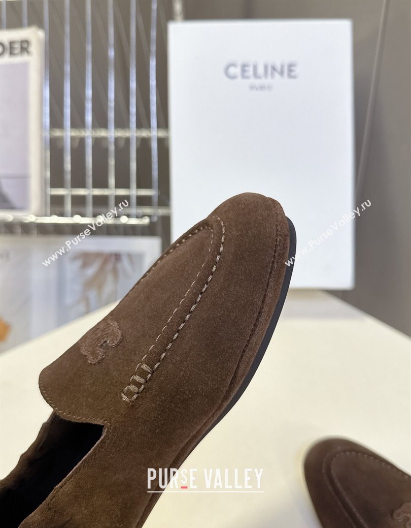 Celine Adam Flat Loafers in Suede Brown 2025 CE082617 (MD-250826130)