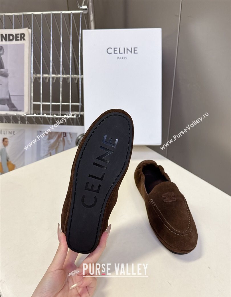Celine Adam Flat Loafers in Suede Brown 2025 CE082617 (MD-250826130)