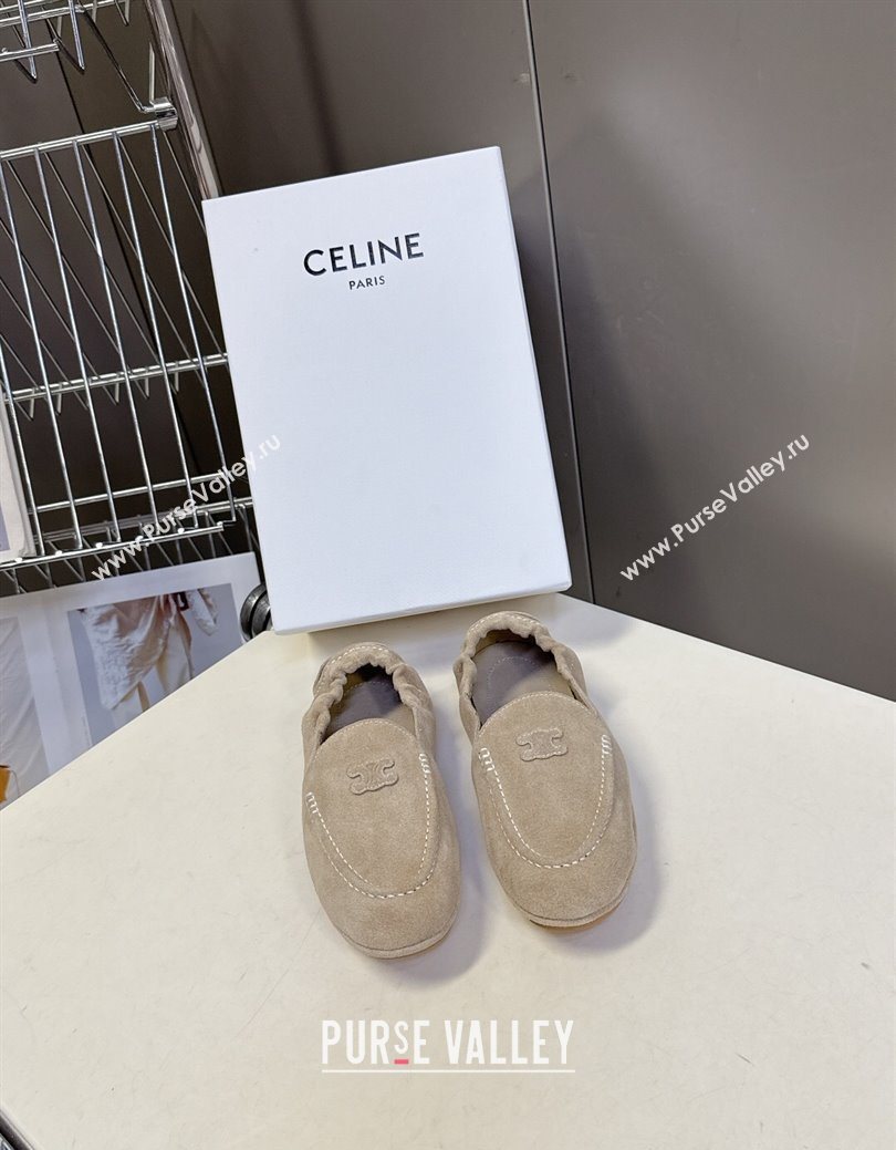 Celine Adam Flat Loafers in Suede Beige 2025 CE082617 (MD-250826131)