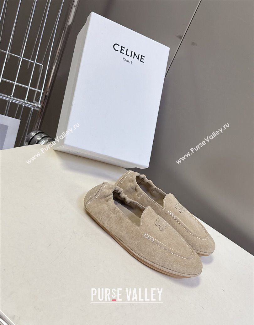 Celine Adam Flat Loafers in Suede Beige 2025 CE082617 (MD-250826131)