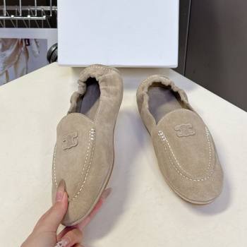Celine Adam Flat Loafers in Suede Beige 2025 CE082617 (MD-250826131)