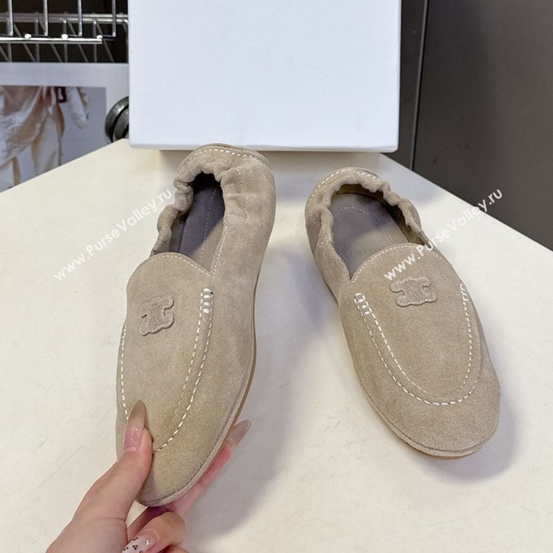Celine Adam Flat Loafers in Suede Beige 2025 CE082617 (MD-250826131)