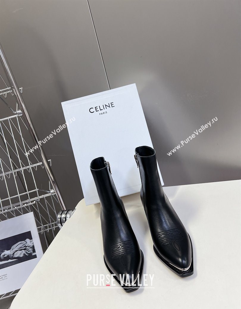 Celine Calfskin Heel Ankle Boots 4.5cm Black 2025 CE082612 (MD-250826112)