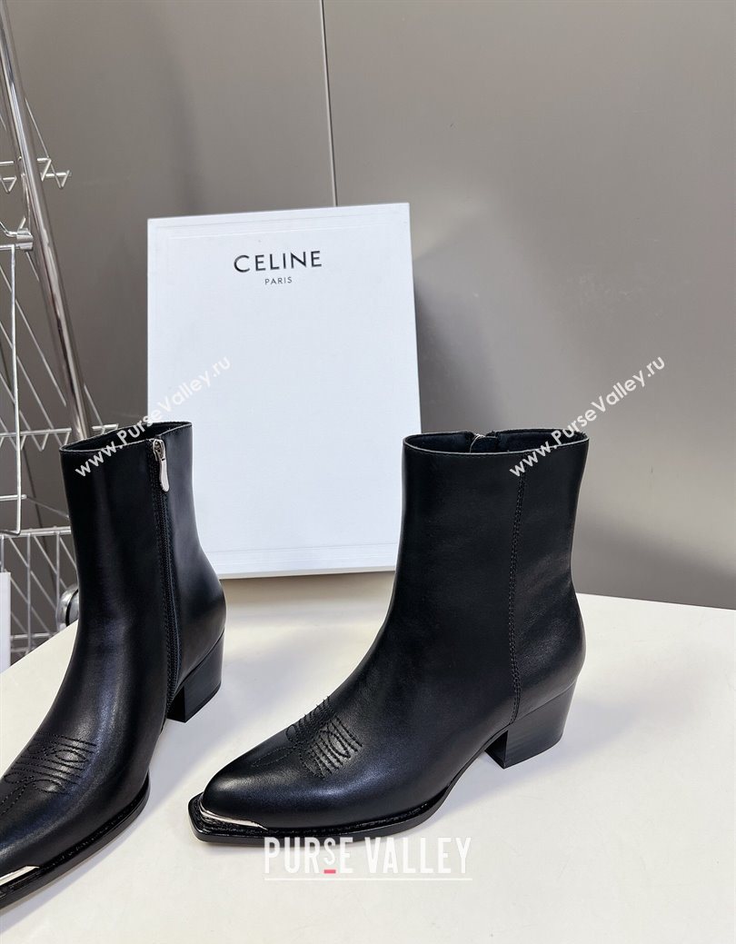 Celine Calfskin Heel Ankle Boots 4.5cm Black 2025 CE082612 (MD-250826112)