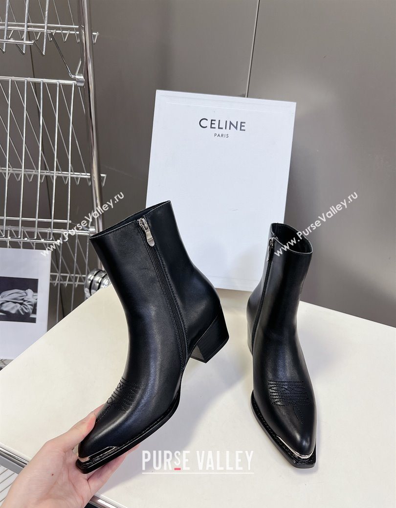 Celine Calfskin Heel Ankle Boots 4.5cm Black 2025 CE082612 (MD-250826112)