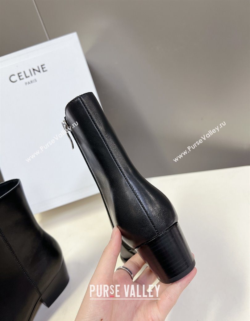 Celine Calfskin Heel Ankle Boots 4.5cm Black 2025 CE082612 (MD-250826112)