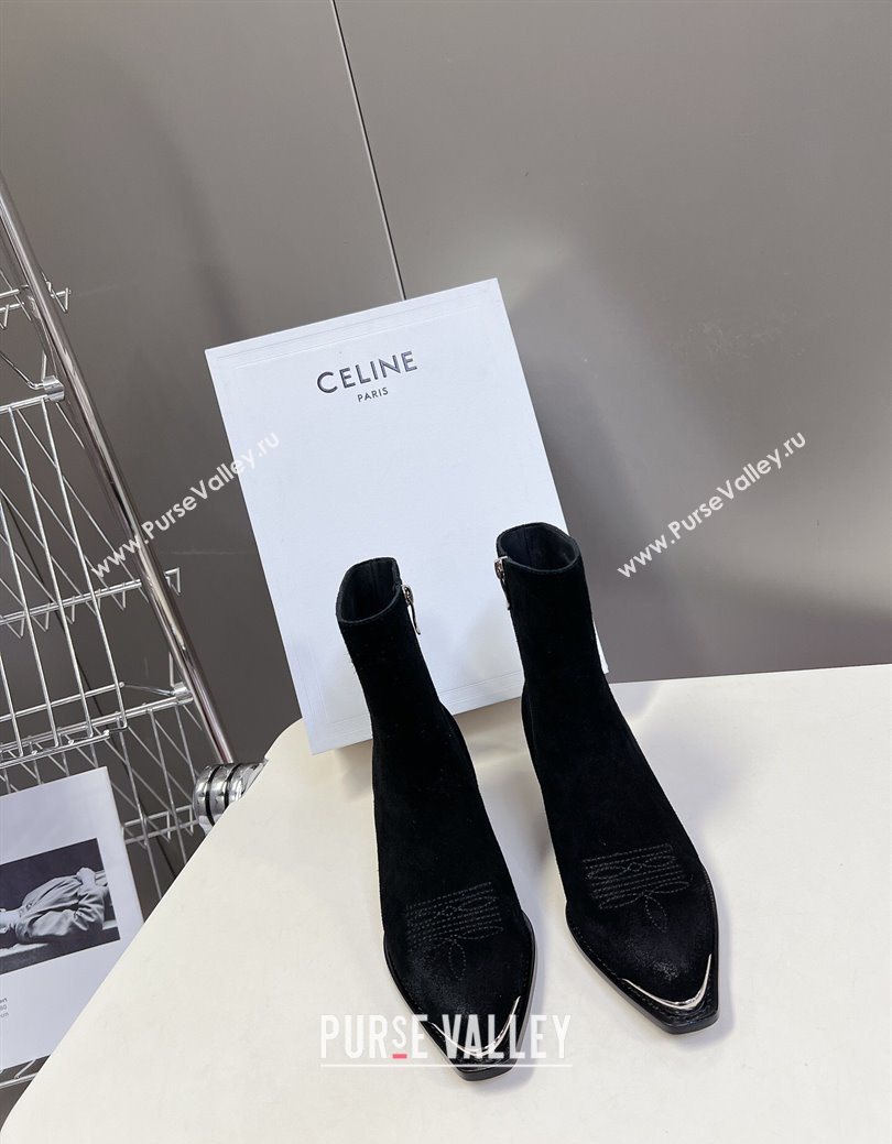 Celine Suede Heel Ankle Boots 4.5cm Black 2025 CE082612 (MD-250826113)