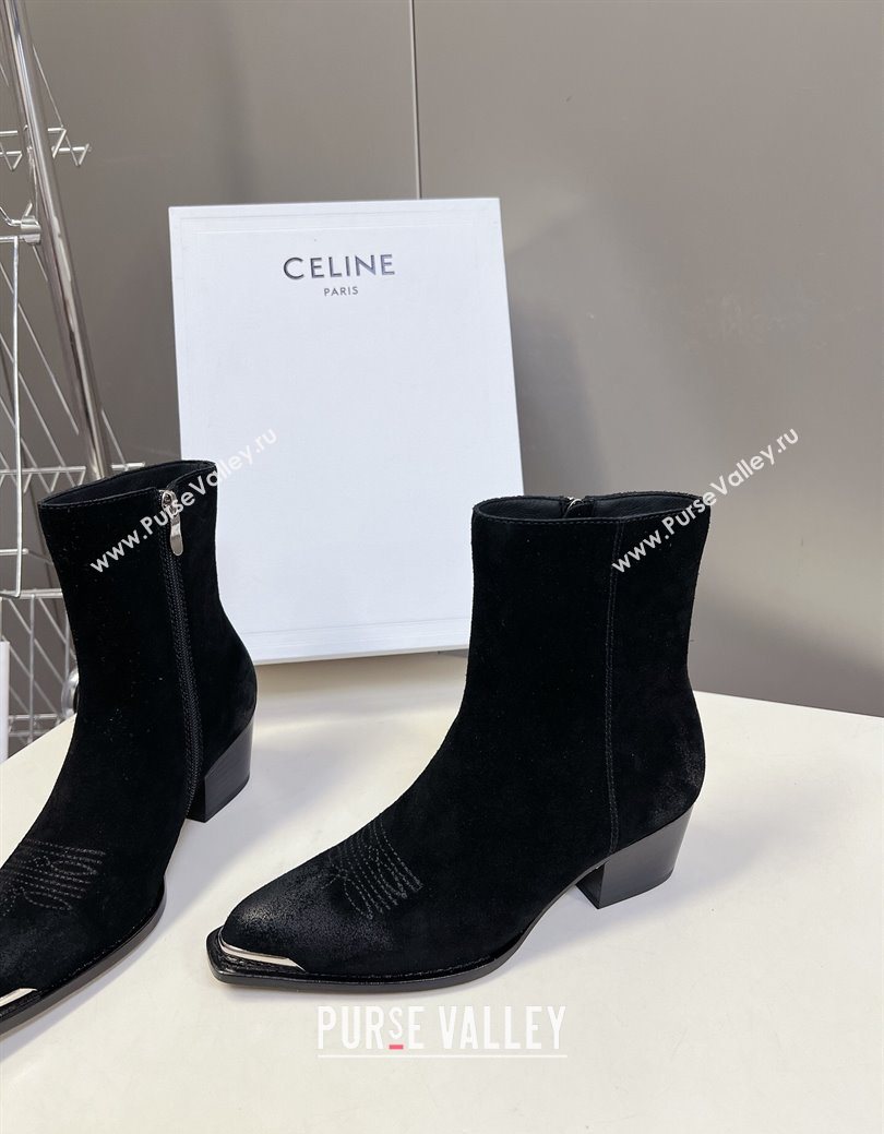 Celine Suede Heel Ankle Boots 4.5cm Black 2025 CE082612 (MD-250826113)